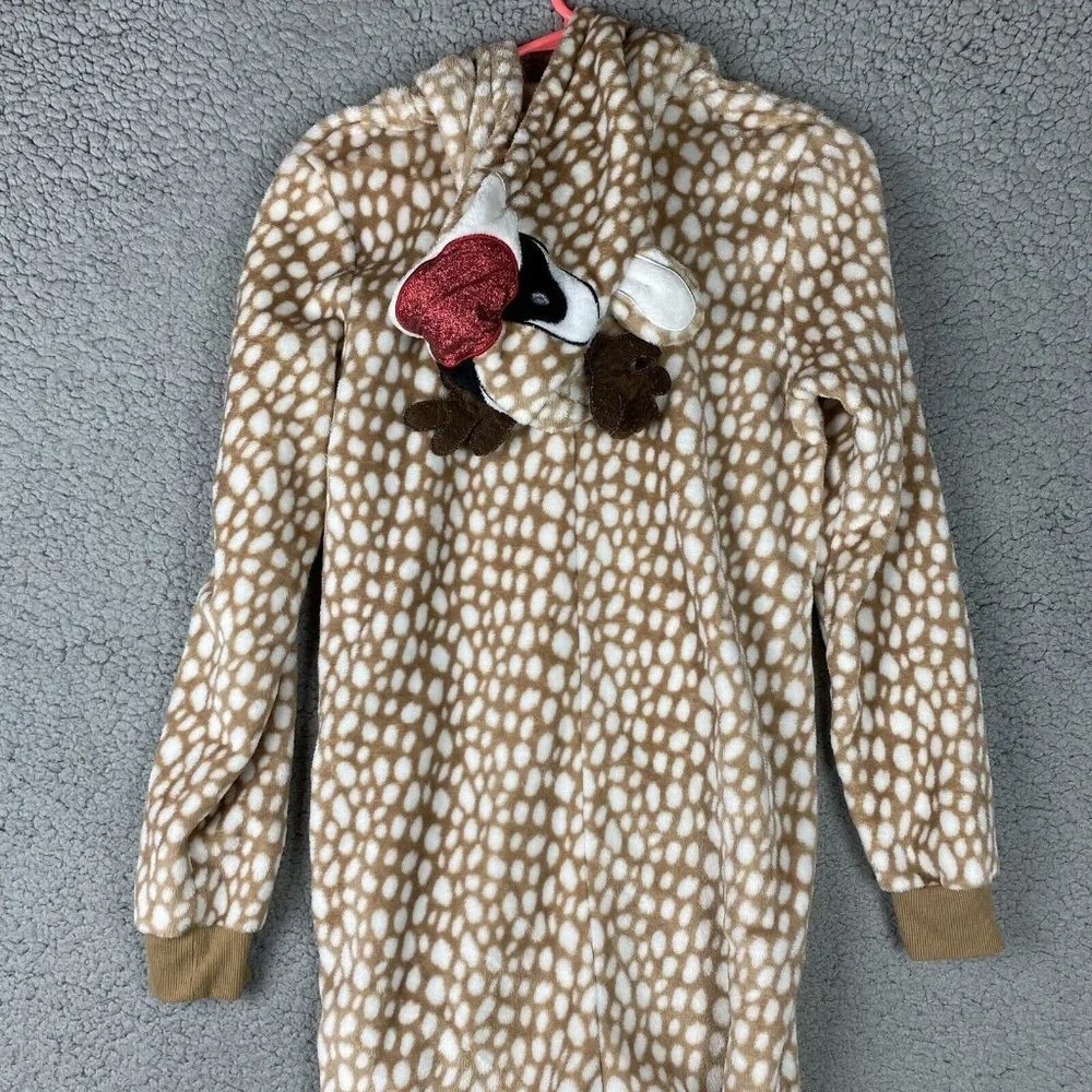 Peace Love and Dreams Reindeer Womens Medium One Piece‎ Pajama Rudolph Soft EUC